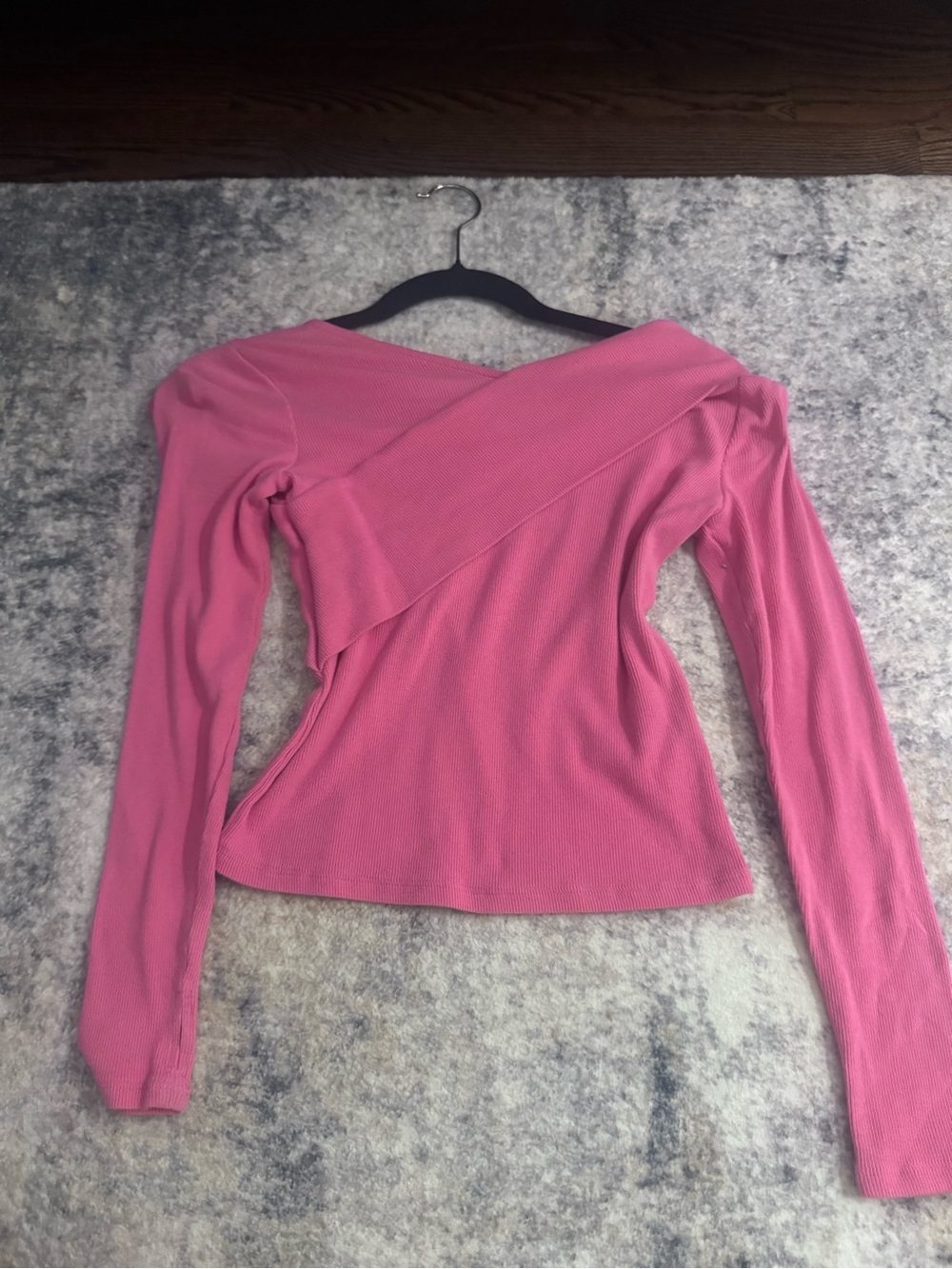 Habitual Pink Long-Sleeve Asymmetrical Ribbed Top